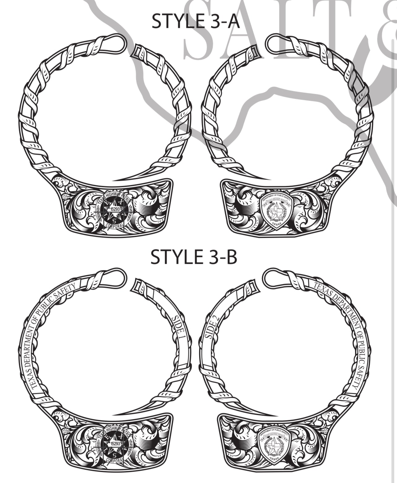 Engraved Handcuffs - Design 3 A