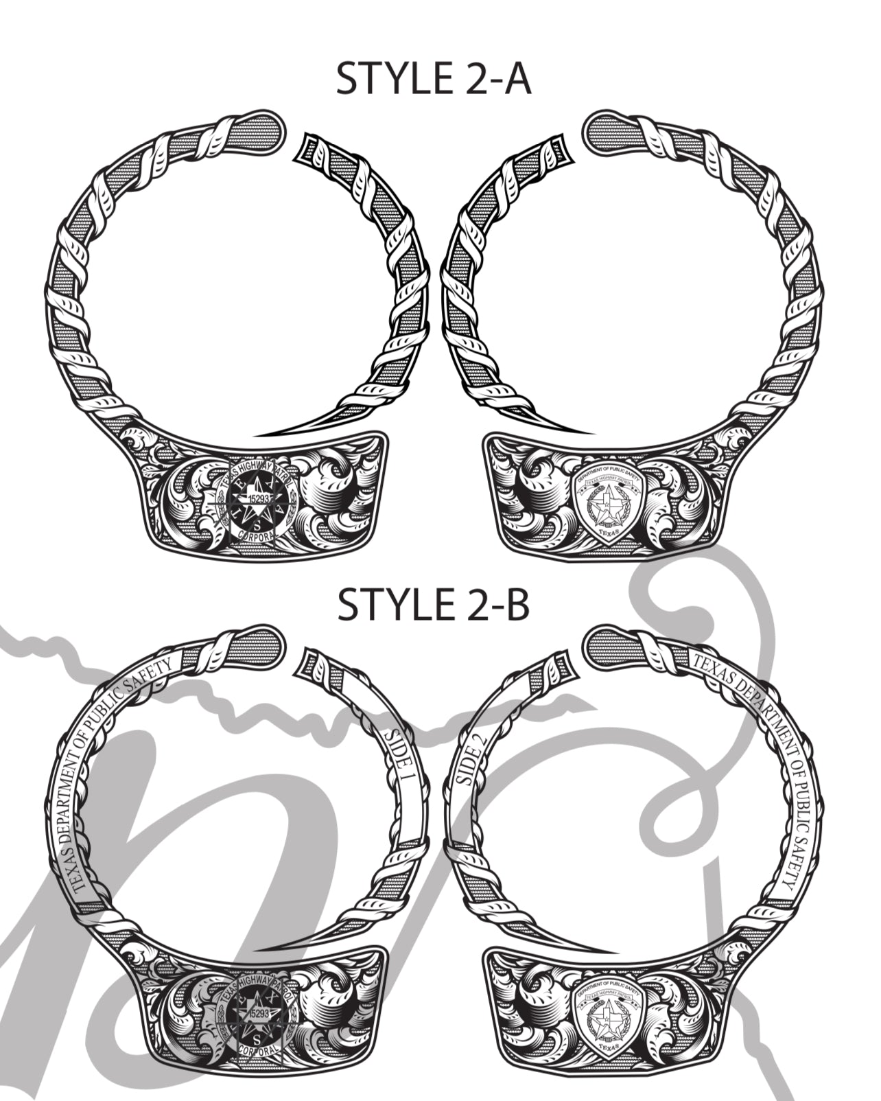 Engraved Handcuffs - Design 2 A