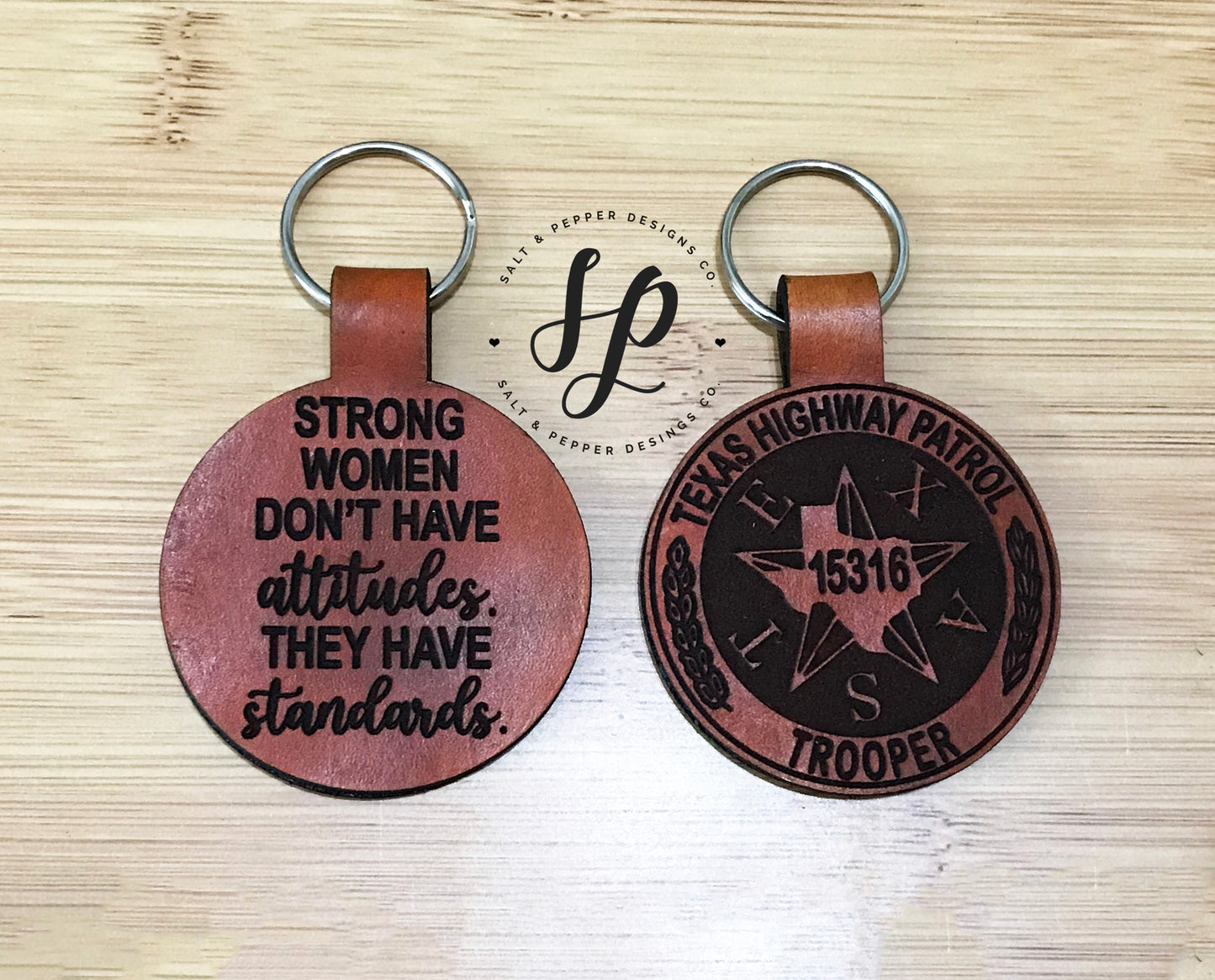 Texas Trooper Leather Key Chain
