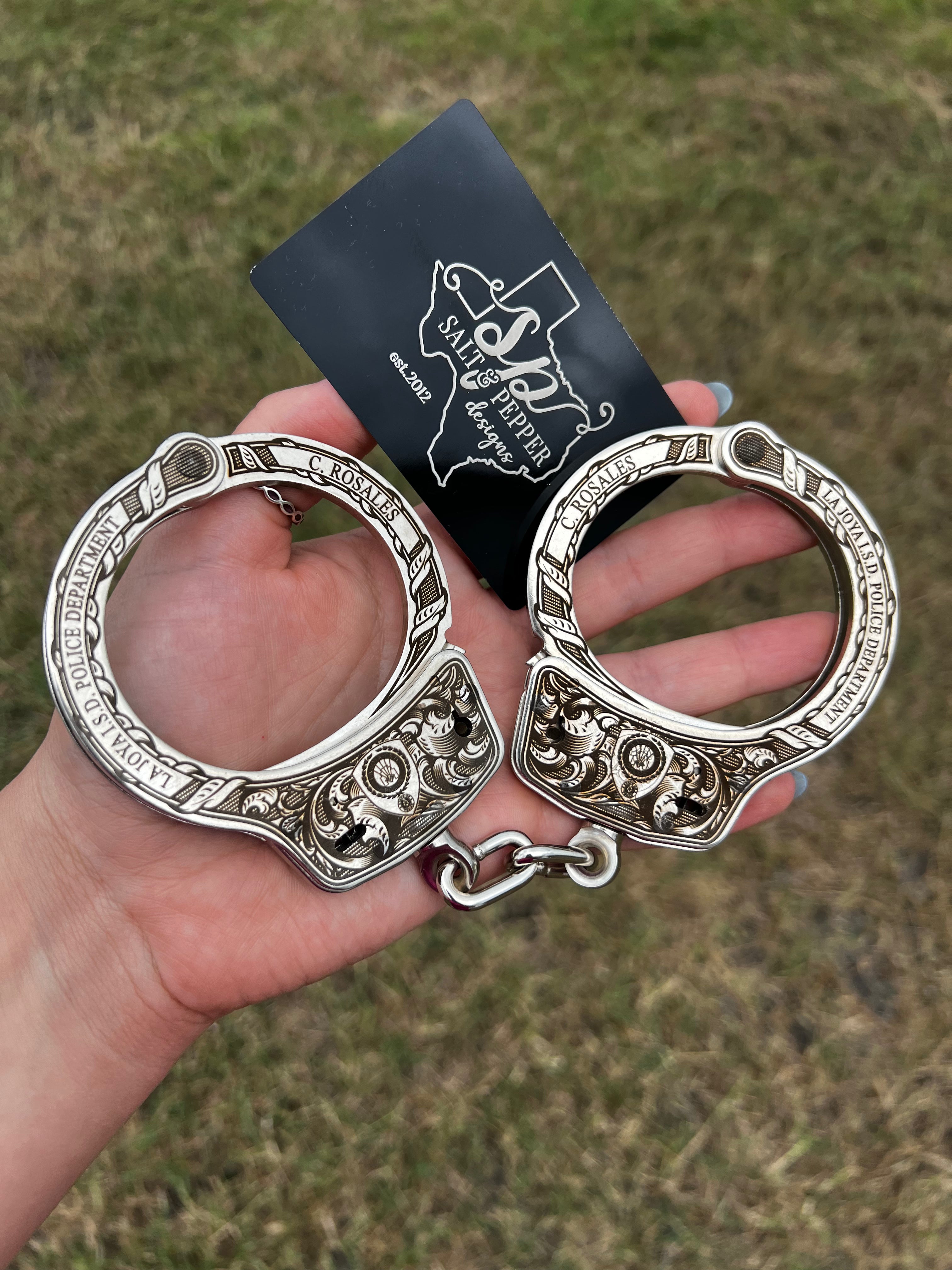Engraved Handcuffs - Design 2 B – Salt and Pepper Designs Co