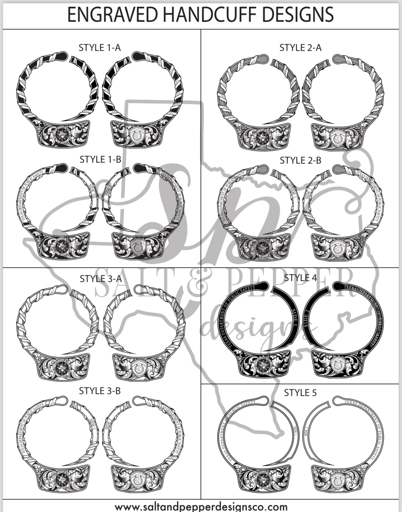 Engraved Handcuffs - Design 4 – Salt and Pepper Designs Co