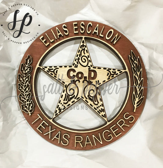 Texas Rangers Badge Wall Plaque
