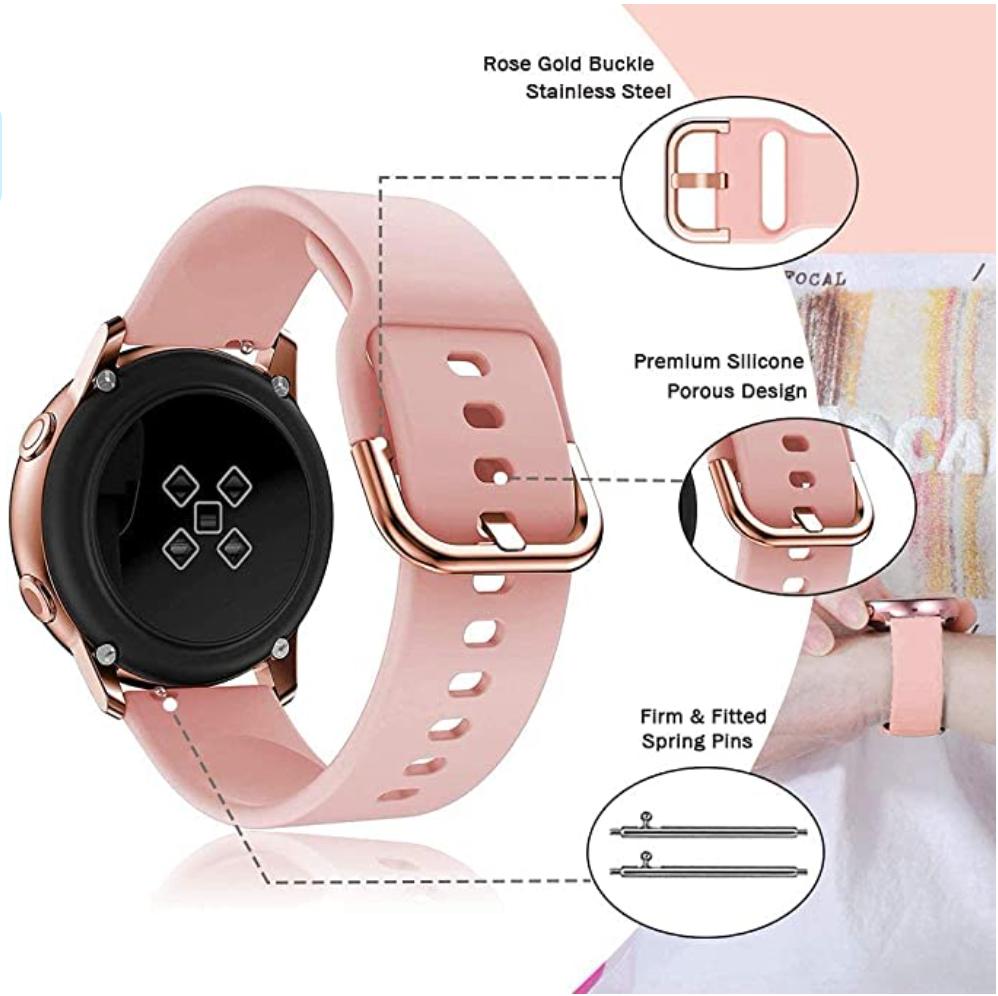 Samsung - Gold and SMALL Co Designs Band Buckle Pepper Salt Watch – 20mm Rose