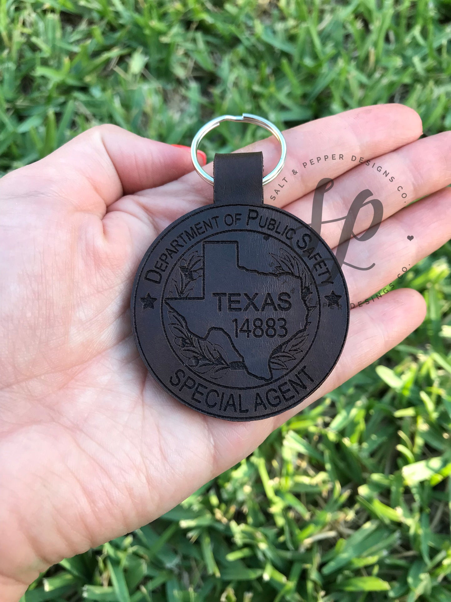 Texas CID Leather Key Chain