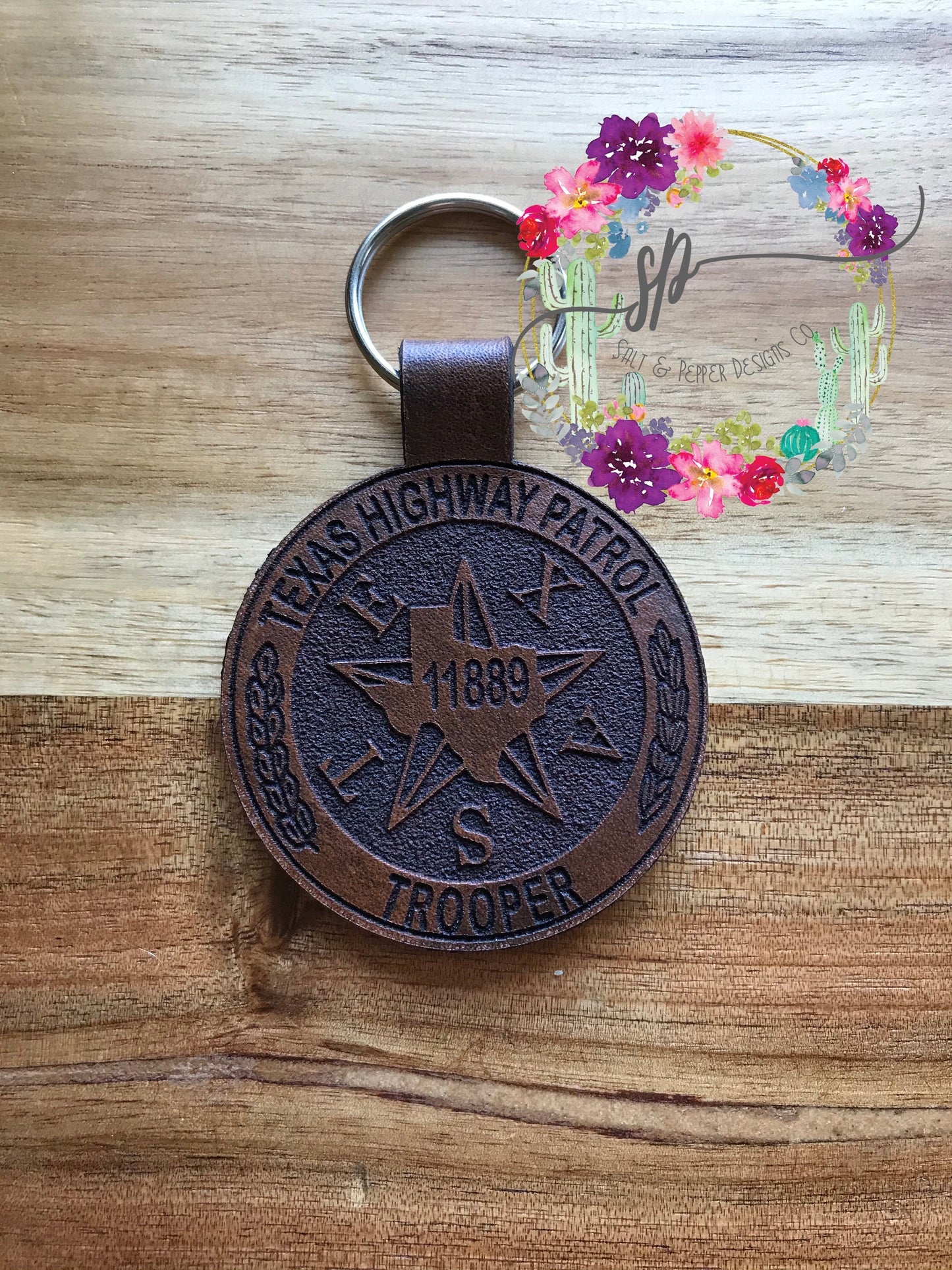 Texas Trooper Leather Key Chain - 10+